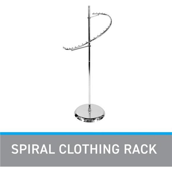 Sleek Chrome Spiral Clothing Rack - 29 Ball Retail Clothing Display Stand - 63"H - Picture 5 of 8